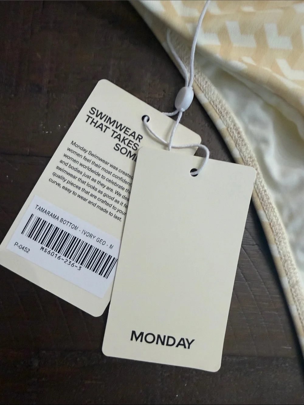 NWT Monday Swimwear Bikini Set Sorrento Top Tamarama Bottom Ivory Geo size M